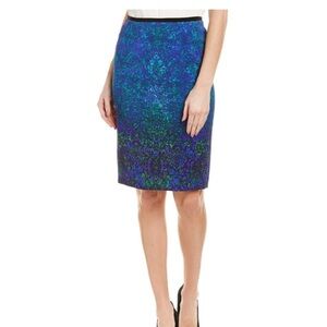 ELLIE TAHARI Beatrice Emerald Printed Pencil Skirt